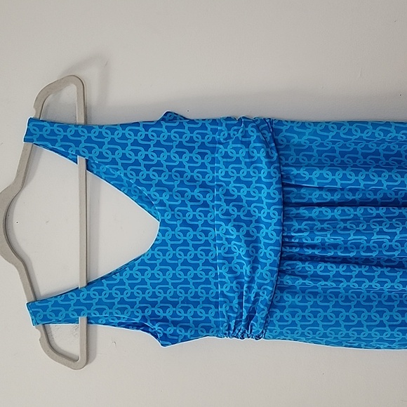 Jude Connally Strechy Penelope Maxi Dress Lattice Blue pattern Sleeveless Sz S - Picture 9 of 16